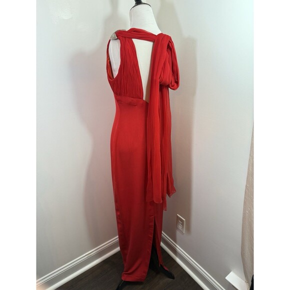 Vintage Dress Size 8 100% Silk Red Embellished Prom Dress Maxi Evening Gown - Picture 8 of 16